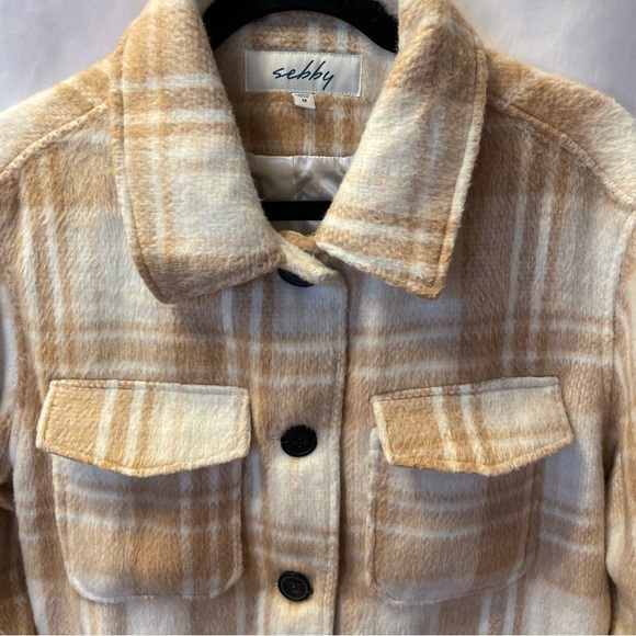 Sebby Shacket Shirt Jacket Plaid Button Up Coat Medium Preppy Academia Winter - Picture 3 of 16
